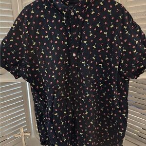 J. Crew Men's Dark Blue Shirt with Colorful Icons
